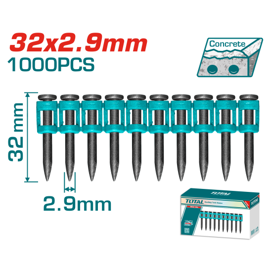 TOTAL 擊釘槍用連發射釘/32mm (TAC02321)