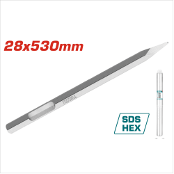 TOTAL 65型鎚鑽專用加長尖鑿 28*520mm (TAC15342811)