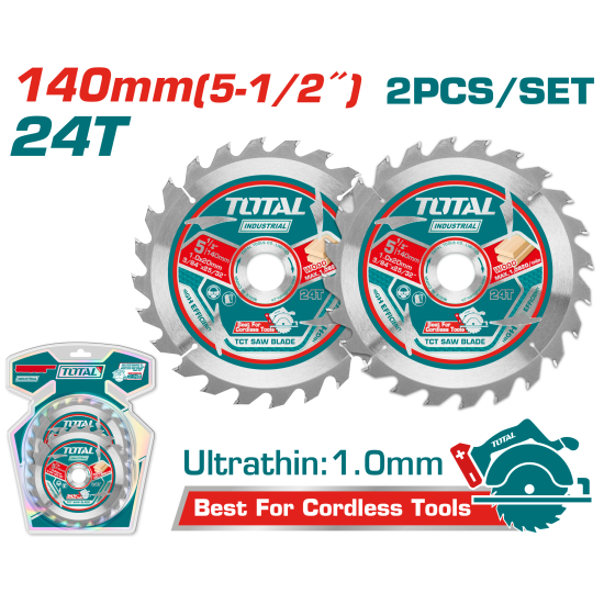 TOTAL 140MM24T超薄 TCT 木工鋸片組 (TAC2331403)