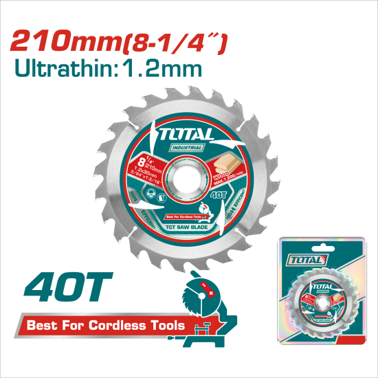 木工圓鋸片組 碳化鎢 210mm-25.4mm 8¼" /40T/ 超薄1.2mm/2片組(TAC2332103)