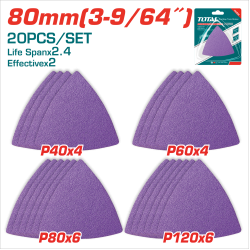 TOTAL 黏扣三角砂紙 80mm /20片裝 (TAC78080202)