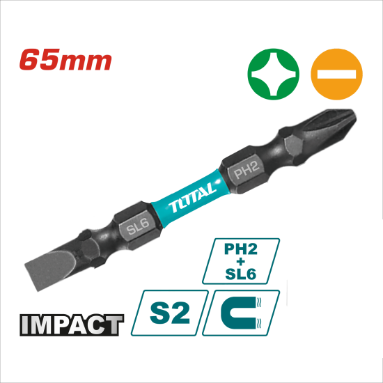 TOTAL 衝擊電動起子頭 十字一字 <單支> (TACIM16HL133)