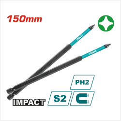 TOTAL 衝擊電動起子頭 PH2*150mm 單頭十字<單支> (TACIM16PH263)