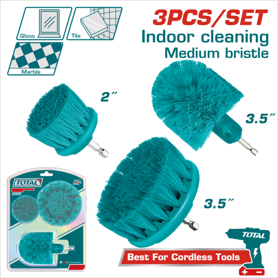 TOTAL 電動塑膠清潔刷組 六角柄 3PCS (TACM3001)