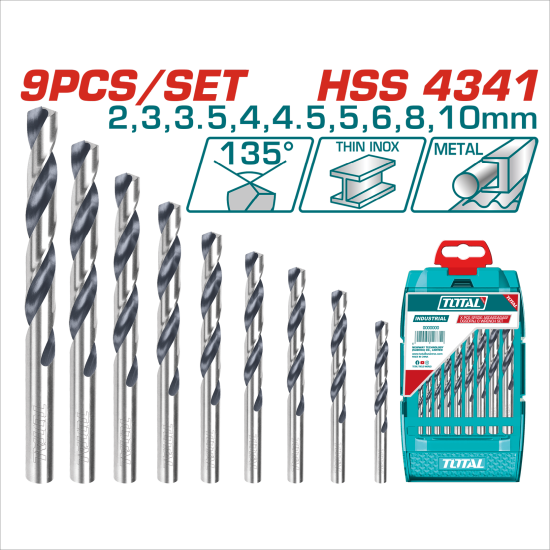 TOTAL 直柄高鈷鑽尾組 9件組 (TACSD0095)