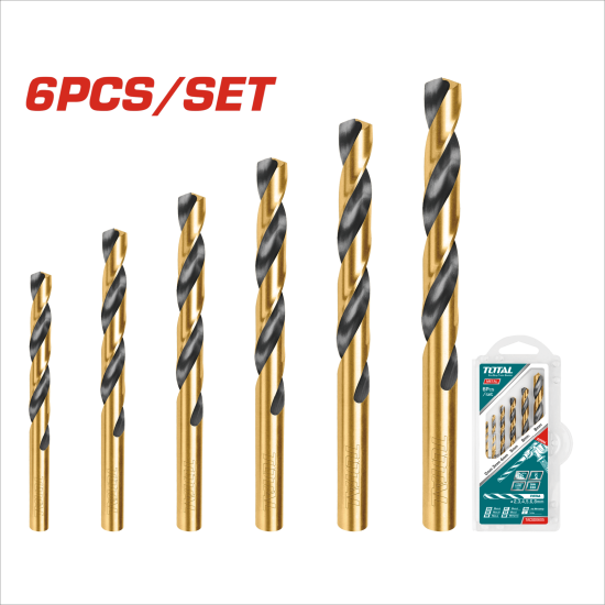 < 請洽各經銷通路 > TOTAL 圓柄6pcs麻花鑽組套/6pcs (TACSD0605)
