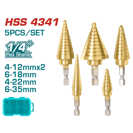 六角柄階梯鑽 5pcs(TACSD2051)
