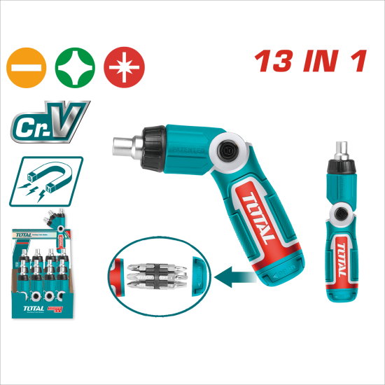 TOTAL 13合1棘輪式螺絲起子組 (TACSD30136)