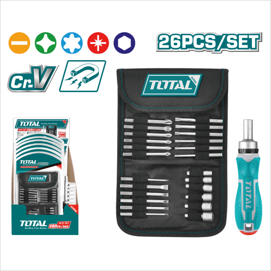 <停售>TOTAL 26件可替換起子套筒組 (TACSD30266)