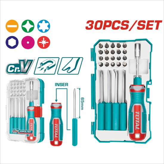 TOTAL 30件可替換螺絲起子組套 (TACSD30306)