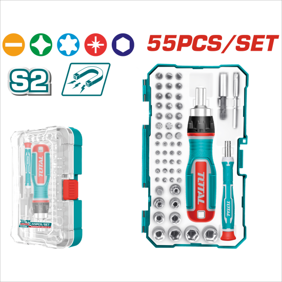TOTAL 55件螺絲起子頭套裝組 (TACSD30556)