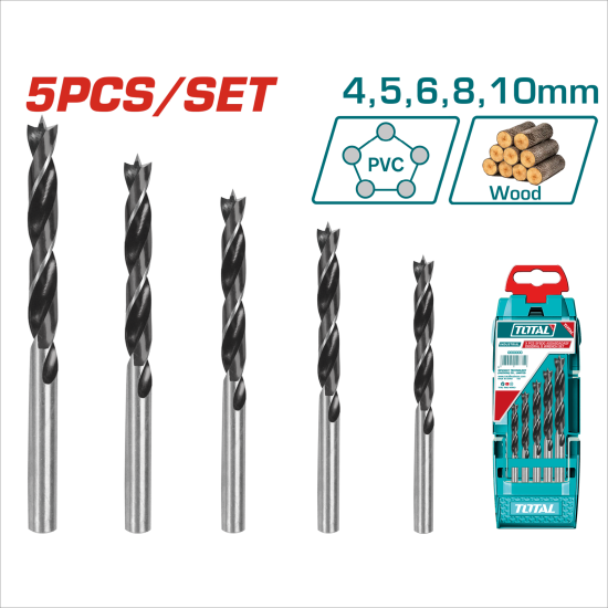 TOTAL 三尖木工鑽尾組 5PCS