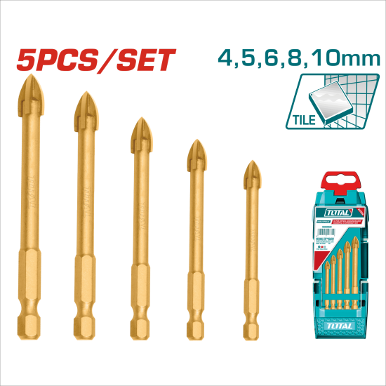 TOTAL 玻璃鑽頭組套 5PCS (TACSD7256)