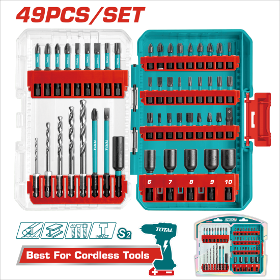 TOTAL 電動起子頭+鑽尾組套 49PCS (TACSDL24906)