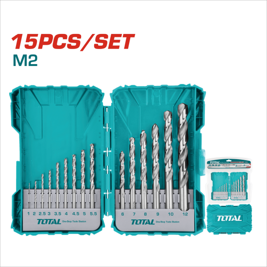 TOTAL 15PCS M2鋼白鐵鑽尾組 (TACSDL51502)
