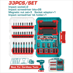 TOTAL 電動起子頭+鑽尾組套 33PCS (TACSDL63306)