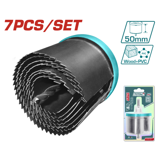 TOTAL  7件碳鋼孔鋸組套 (TACSH3071)