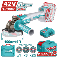 TOTAL 42v鋰電4吋砂輪機-雙2.5A組 (TAGLI4128102)