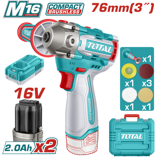 TOTAL 16V鋰電3吋拋光機(TAPLI1676)
