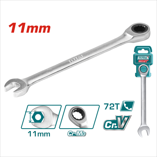 TOTAL 棘輪梅開板手 11mm (TCSPAR111)