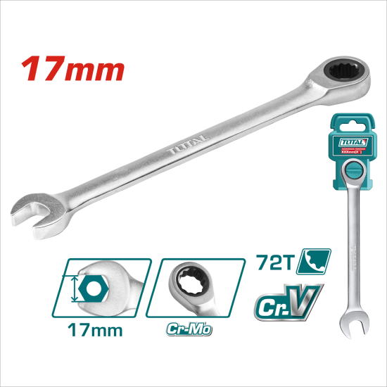 TOTAL 棘輪梅開板手 17mm (TCSPAR171)