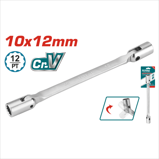TOTAL 雙搖頭套筒板手 10*12mm (TDFSW10121)
