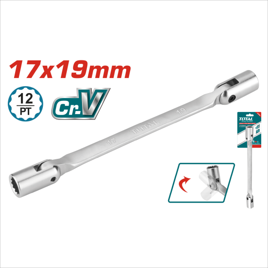 TOTAL 雙搖頭套筒板手 17*19mm (TDFSW17191)