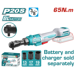 TOTAL 20V 無刷3分短型鋰電棘輪扳手 (單主機) (TDRLI206521)