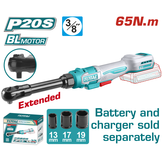 TOTAL 65N.m鋰電棘輪扳手-單主機 (TDRLI206529)