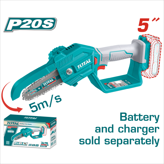 < 請洽各經銷通路 > TOTAL 總工具 20V 5吋 鋰電無刷鏈鋸機<單主機> (TGSLI2058)