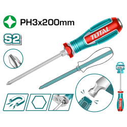 TOTAL  雙色膠柄螺絲起子 PH3*200mm (TGTPH3200)