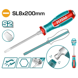TOTAL  雙色膠柄螺絲起子 SL8*200mm (TGTSL8200)