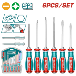 TOTAL  雙色膠柄螺絲起子組 6PCS (TGTST0606) 