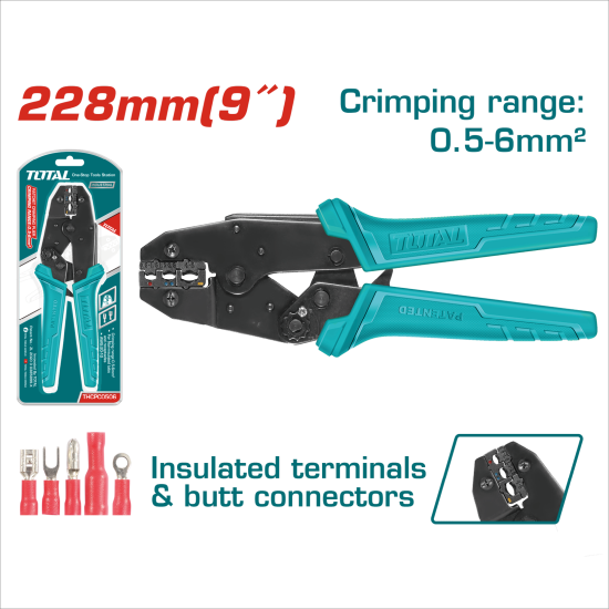 TOTAL 絕緣端子壓接鉗 0.5-6mm平方 (THCPJ0506)