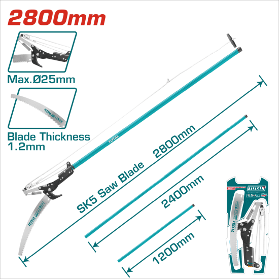 TOTAL 伸縮樹枝剪 2.8米 2合1 (THEPS25281)