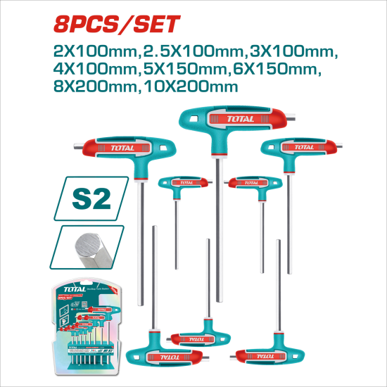 TOTAL T型內六角板手組 8PCS (THHW80816)