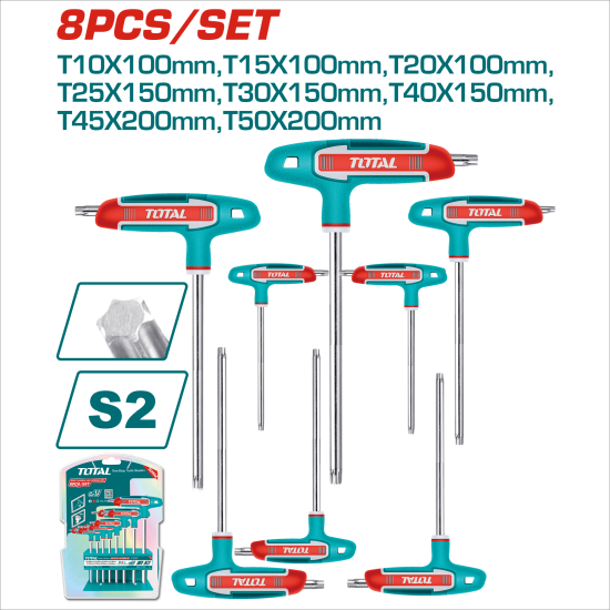 TOTAL T型手柄星型六角板手8件組 (THHW80836)