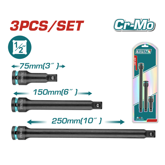 TOTAL 1/2"氣動接桿3件組 (THISEB12031)