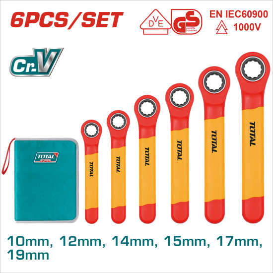 TOTAL 絕緣棘輪板手組 1000V 72齒 (THKISPA0603)
