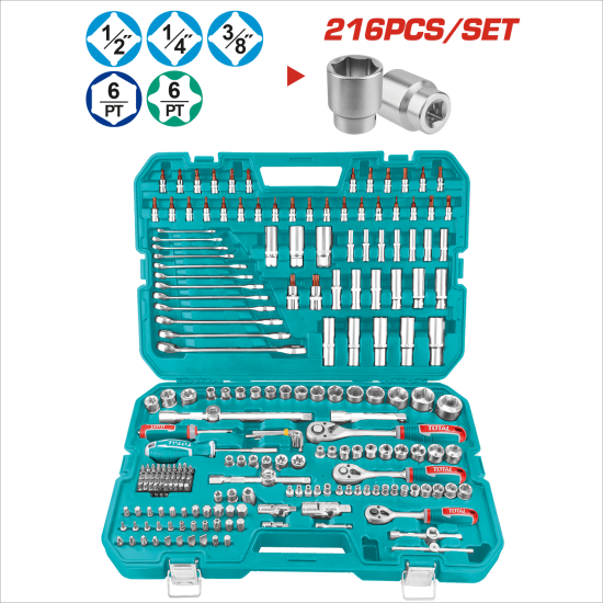 TOTAL 頂級216件套筒板手組套 (THKTHP22166)