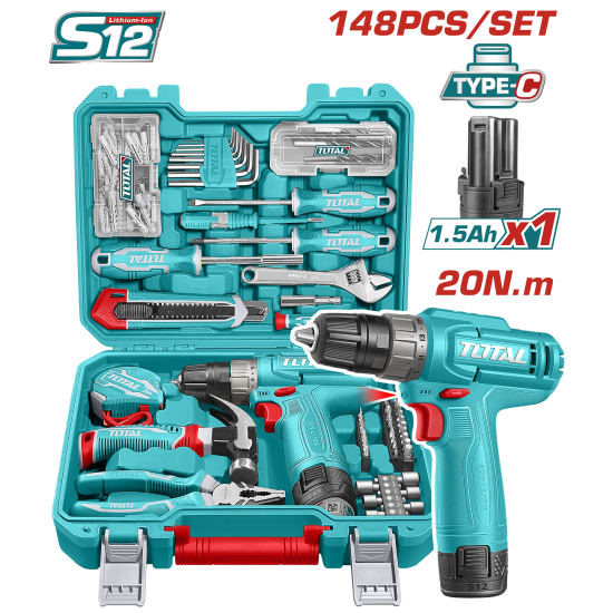 TOTAL 148件12V家用電鑽組(THKTHP41487)
