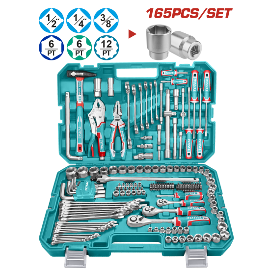 TOTAL 165件手工具綜合組套 (THKTHP61657)