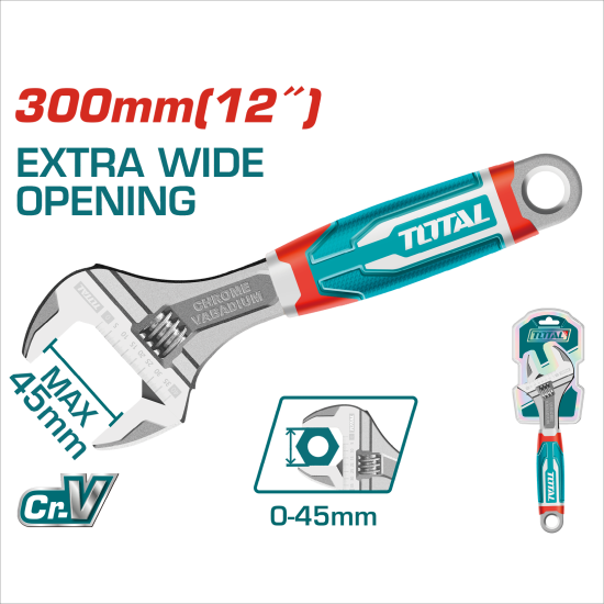 TOTAL 膠柄活動板手 12吋 (THT101126)