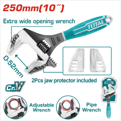 TOTAL 短柄大開口活動板手 兩用 板手+管鉗 (THT10210G)