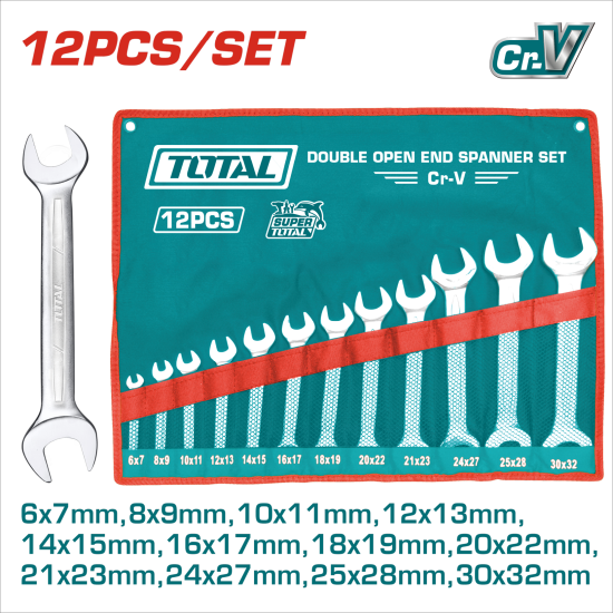 TOTAL 專業雙開口板手組套裝 12PCS (THT1023121)