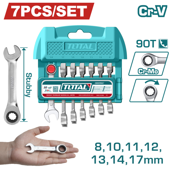 7件組短柄梅開棘輪板手(THT103RK176)