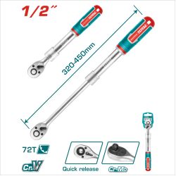 TOTAL 伸縮式棘輪板手 4分 72齒 (THT106128L)