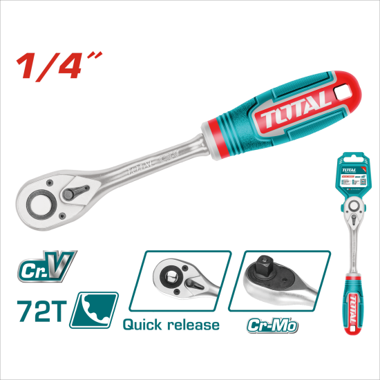 TOTAL 總工具 1/4棘輪板桿 (THT106146)