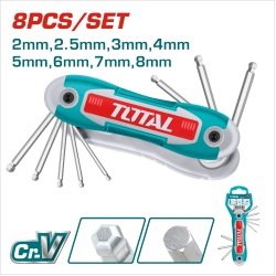 TOTAL 摺疊球型板手組 8PCS (THT1061836)