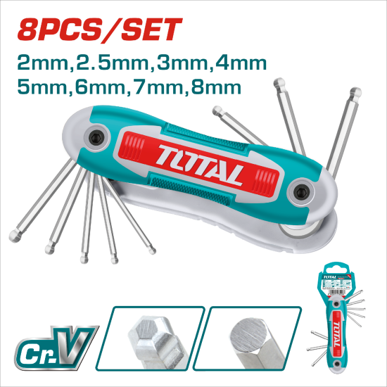TOTAL 摺疊球型板手組 8PCS (THT1061836)
